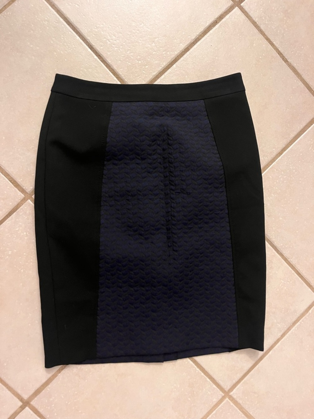 Halogen Black Pencil Skirt with Navy Center Panel